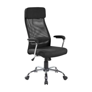 Daafje bureaustoel, Executive fauteuil met armleuningen, Ergonomische bureaustoel, 65x65h114/125 cm, Zwart