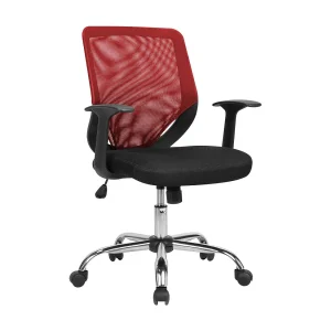 Daaro bureaustoel, Mesh executive fauteuil met armleuningen, Ergonomische bureaustoel, 60x54h90/98 cm, Zwart en Rood Daaro bureaustoel, Mesh executive fauteuil met armleuningen, Ergonomische bureaustoel, 60x54h90/98 cm, Zwart en Rood