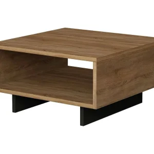 Dmasolin-saaltafel, koffietafel, banktafel, woonkamerplank, 60x60h32 cm, Eiken en antraciet