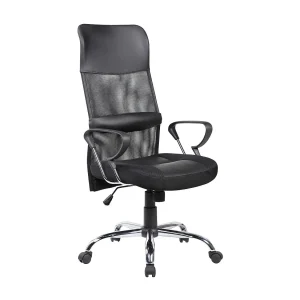 Daguirr bureaustoel, Presidentiële fauteuil met armleuningen, Ergonomische bureaustoel, 56x61h111/121 cm, Zwart Daguirr bureaustoel, Presidentiële fauteuil met armleuningen, Ergonomische bureaustoel, 56x61h111/121 cm, Zwart