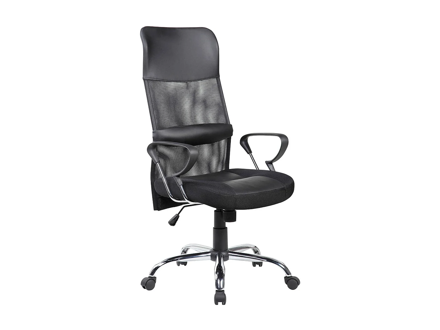 Daguirr bureaustoel, Presidentiële fauteuil met armleuningen, Ergonomische bureaustoel, 56x61h111/121 cm, Zwart