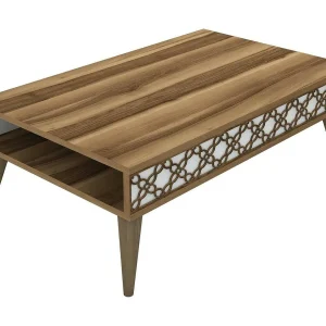 Dpiant Salontafel, Salontafel, Sofa Review Rack, Woonkamer Plank, 105x60h37 cm, Walnoot en Wit Dpiant Salontafel, Salontafel, Sofa Review Rack, Woonkamer Plank, 105x60h37 cm, Walnoot en Wit