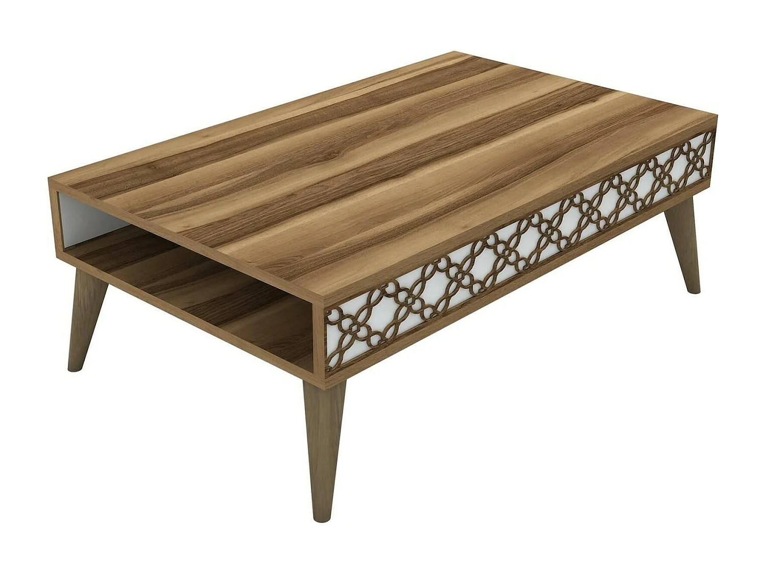 Dpiant Salontafel, Salontafel, Sofa Review Rack, Woonkamer Plank, 105x60h37 cm, Walnoot en Wit