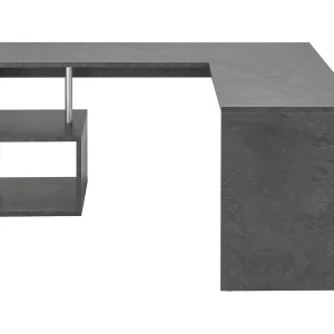 Dmassaro bureau, Hoek PC-bureau, Multifunctionele kantoortafel, Ruimtebesparend bureau met meerdere posities, 100% Made in Italy, 160x60h78 cm, Leisteen