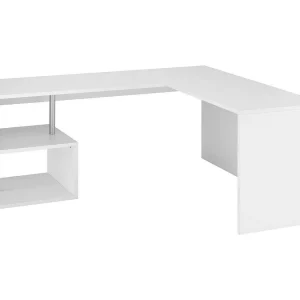 Dabius bureau, Lineair PC-bureau, Multifunctionele kantoortafel, Ruimtebesparend bureau, 100% Made in Italy, 160x60h78 cm, Glanzend wit