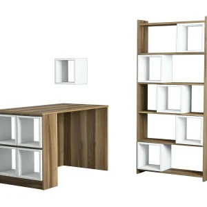 Dgonzale-werk Bureau, Multifunctioneel Bureau, PC-kantoortafel, Aanrecht, 120x65h75 cm, Walnoot en Wit