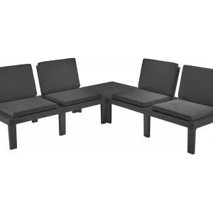 Dmur outdoor loungeset, Tuinset met 4 zitplaatsen met rugleuning en 1 multifunctionele module, Lounge met kussens, 100% Made in Italy, Antraciet Dmur outdoor loungeset, Tuinset met 4 zitplaatsen met rugleuning en 1 multifunctionele module, Lounge met kussens, 100% Made in Italy, Antraciet