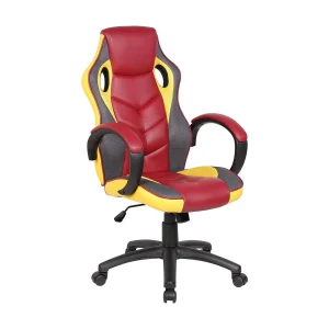 Darlanc gamingstoel, Gamefauteuil voor volwassenen, Bureaustoel, 66x61h104/114 cm, Rood en Geel Darlanc gamingstoel, Gamefauteuil voor volwassenen, Bureaustoel, 66x61h104/114 cm, Rood en Geel