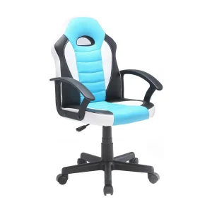 Dfaraon gamingstoel, Gamefauteuil voor jongens, Bureaustoel, 56x55h89/100 cm, Lichtblauw en wit Dfaraon gamingstoel, Gamefauteuil voor jongens, Bureaustoel, 56x55h89/100 cm, Lichtblauw en wit