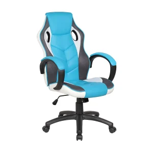 Darlanc gamingstoel, Gamefauteuil voor volwassenen, Bureaustoel, 66x61h104/114 cm, Lichtblauw en wit Darlanc gamingstoel, Gamefauteuil voor volwassenen, Bureaustoel, 66x61h104/114 cm, Lichtblauw en wit