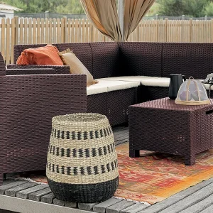 Dcorre loungeset voor buiten, Tuinset met kussens, Loungeset voor binnen en buiten met rotaneffect, 100% Made in Italy, Bruin Dcorre loungeset voor buiten, Tuinset met kussens, Loungeset voor binnen en buiten met rotaneffect, 100% Made in Italy, Bruin
