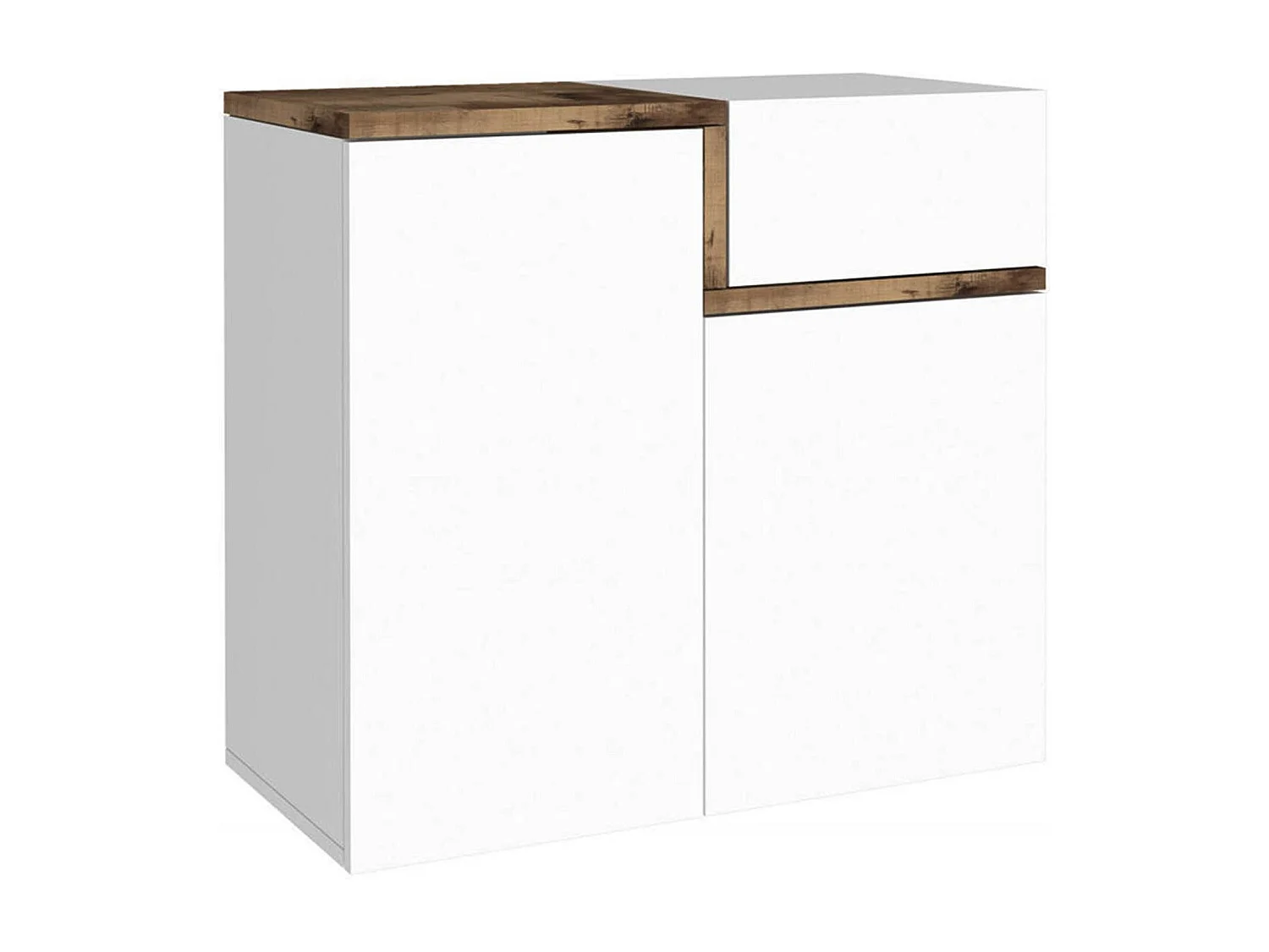 Dmaric schoenenrek, multifunctionele kast met 2 deuren en 1 klepdeur, schoenenrek voor entree, 100% Made in Italy, 80x40h80 cm, glanzend wit en esdoorn