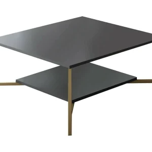 Dichiar Salontafel, Salontafel, Sofa Review Rack, Woonkamer Plank, 80x80h40 cm, Antraciet en Zwart Dichiar Salontafel, Salontafel, Sofa Review Rack, Woonkamer Plank, 80x80h40 cm, Antraciet en Zwart