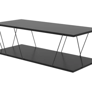 Dmarches-saan/ettafel, koffietafel, bankrek, woonkamerplank, 120x50h30 cm, Antraciet en zwart