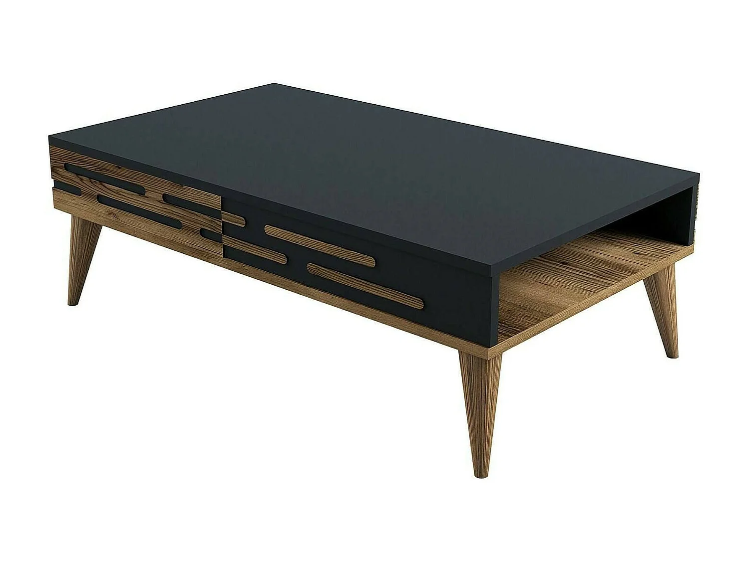 Dpiacent-sateltafel, Koffietafel, Slaaptafelhouder, Aanrecht, 105x35h60 cm, Walnoot en Antraciet