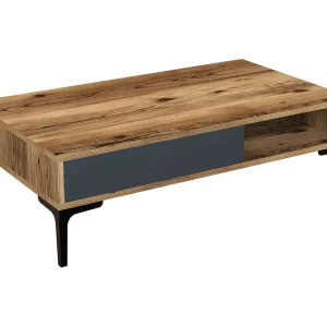 Dj-saatjeAgiell, Koffietafel, Slaaptafel voor bank, Slankplank, 105x60h33 cm, Walnoot en antraciet