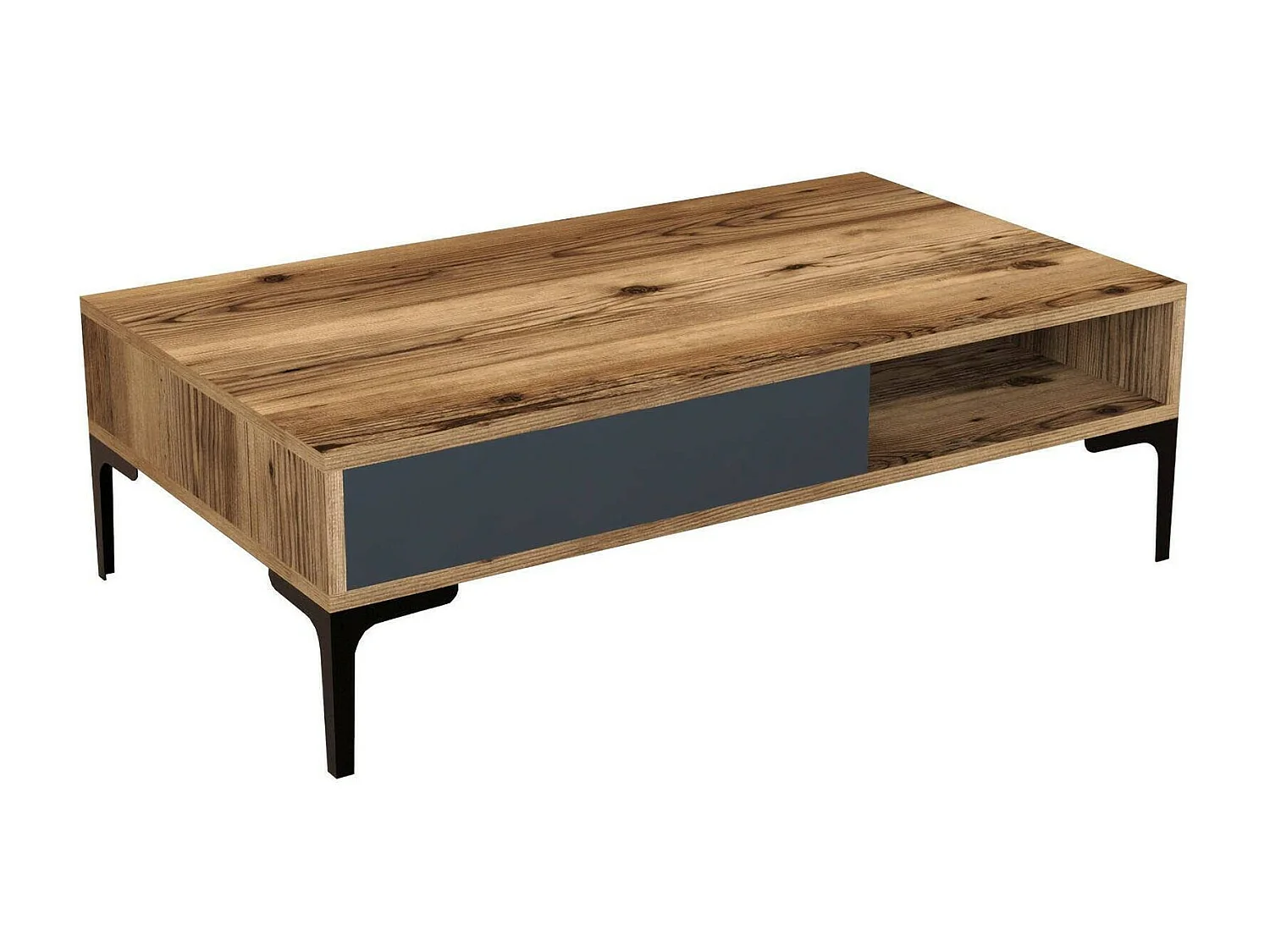 Dj-saatjeAgiell, Koffietafel, Slaaptafel voor bank, Slankplank, 105x60h33 cm, Walnoot en antraciet