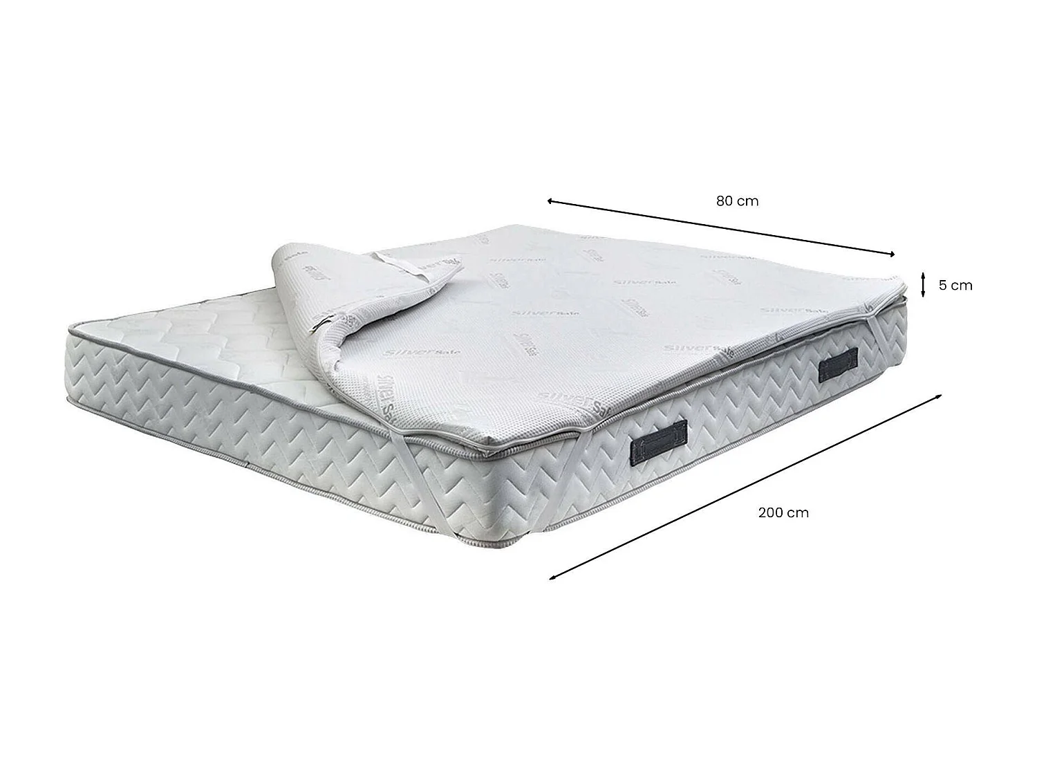 Dmammin enkele topper, Overmatras om de houding te verbeteren, Memory Foam Topper, Hypoallergene en ademende Topper, 100% Made in Italy, 80x200xh5 cm