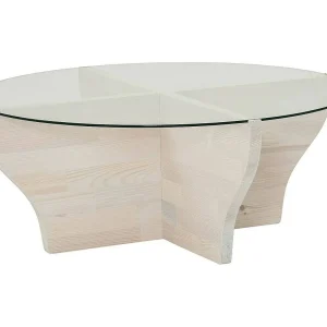 Califfi salontafel, tijdschriftenhouder, 92x92x36h cm wit, ronde vorm, glazen tafelblad Califfi salontafel, tijdschriftenhouder, 92x92x36h cm wit, ronde vorm, glazen tafelblad