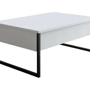 Dgiagnon-satchontafel, koffietafel, banktafelhouder, woonkamerplank, 90x60h40 cm, Zwart-wit
