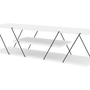 Dmustaph tv-meubel, woonkamermeubel, lage tv-meubel, wandstandaard, 120x30h33 cm, Zwart-wit