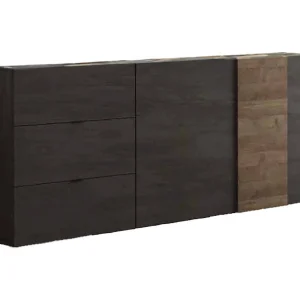 Dbrow TV-meubel, Woonkamerdressoir, Lage tv-kast, Uitgeruste muurbasis, Made in Italy, 181×44 h59 cm, Leisteen en walnoot Dbrow TV-meubel, Woonkamerdressoir, Lage tv-kast, Uitgeruste muurbasis, Made in Italy, 181×44 h59 cm, Leisteen en walnoot