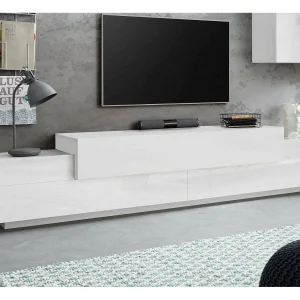 Dlamann TV-meubel, Laag woonkamerdressoir, TV-meubelbasis, 100% Made in Italy, 240x45h52 cm, Glanzend wit Dlamann TV-meubel, Laag woonkamerdressoir, TV-meubelbasis, 100% Made in Italy, 240x45h52 cm, Glanzend wit
