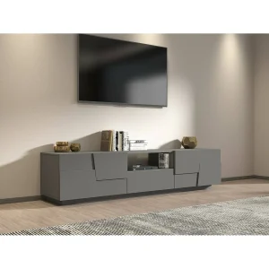 Dcortinovi tv-meubel, laag woonkamer dressoir met 4 deuren en 1 lade, tv-meubel, 220x44h46 cm, antraciet Dcortinovi tv-meubel, laag woonkamer dressoir met 4 deuren en 1 lade, tv-meubel, 220x44h46 cm, antraciet