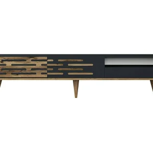 Dbrunozz tv-standaard, woonkamermeubel, lage tv-meubel, wandstandaard, 180x45h35 cm, antraciet en walnoot Dbrunozz tv-standaard, woonkamermeubel, lage tv-meubel, wandstandaard, 180x45h35 cm, antraciet en walnoot