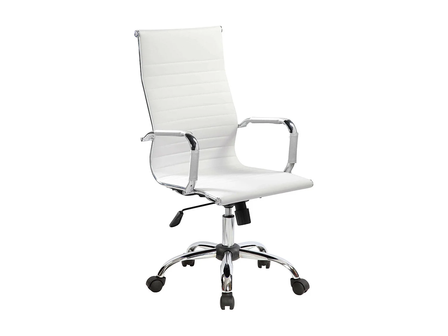 Dlemmen bureaustoel, Executive fauteuil met armleuningen, Ergonomische bureaustoel, Wit, 63x54h106/116 cm