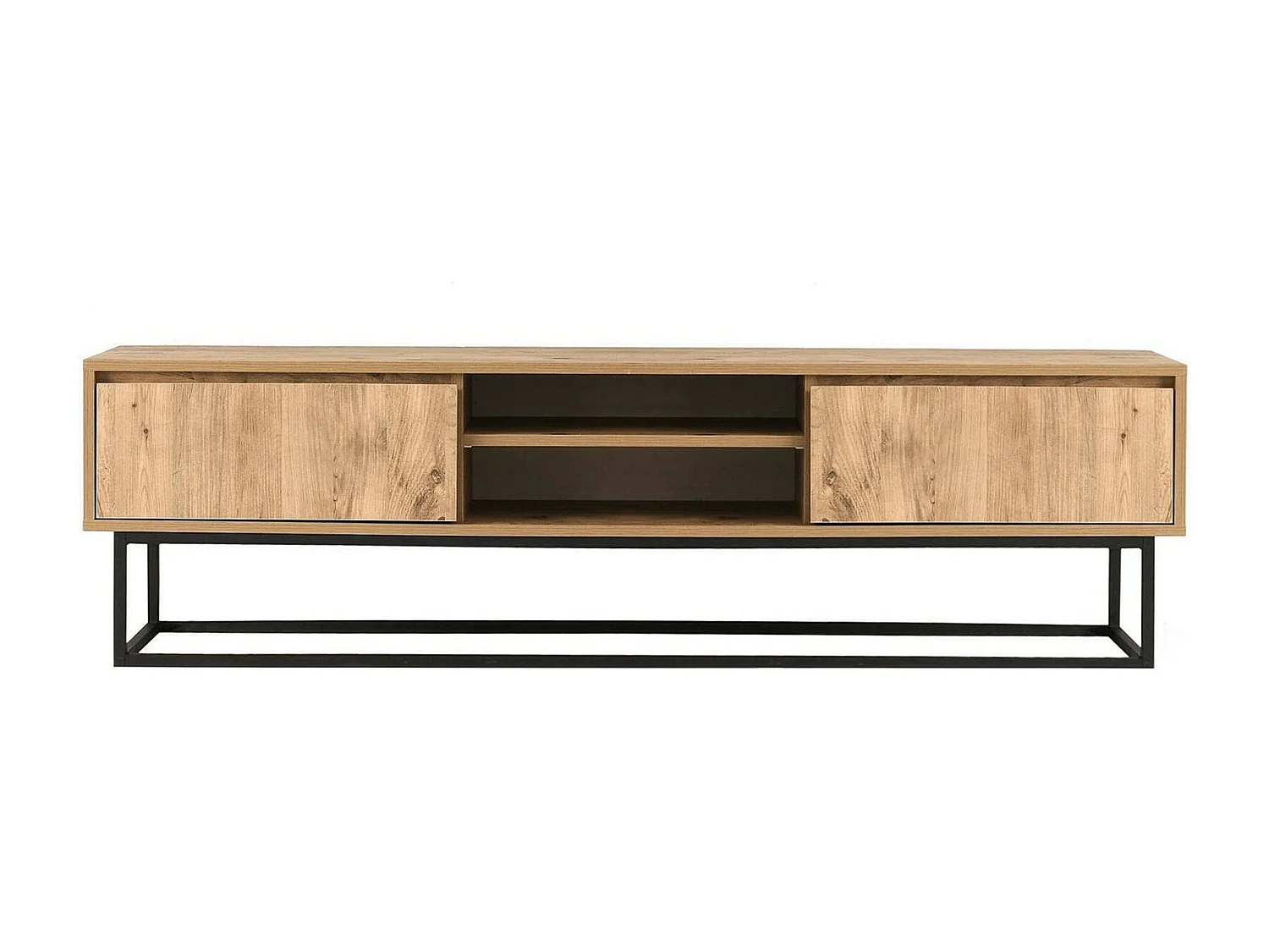 Dpirol tv-meubel, woonkamer dressoir, laag tv-meubel, uitgerust wandonderstel, 140x40h50 cm, zwart en eiken
