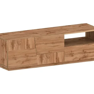 Dcoulibal tv-standaard, lage woonkamerstandaard met 2 deuren en 1 lade, tv-standaard, 150x44h46 cm, eiken