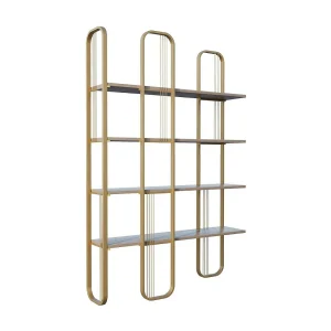 Dbourabi boekenkast, kantoorplank, boekenkast, bibliotheek, 125x28h180 cm, goud Dbourabi boekenkast, kantoorplank, boekenkast, bibliotheek, 125x28h180 cm, goud
