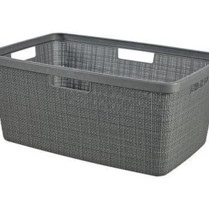 Design wasmand Curver 46 L grijs met jute-effect, rechthoekig, mat polypropyleen, geleverd gemonteerd