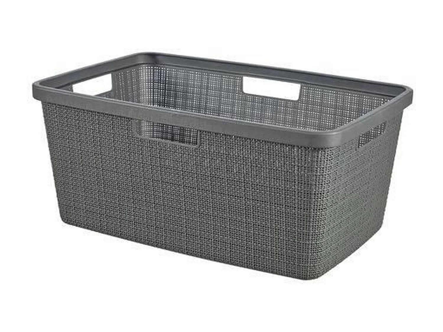 Design wasmand Curver 46 L grijs met jute-effect, rechthoekig, mat polypropyleen, geleverd gemonteerd