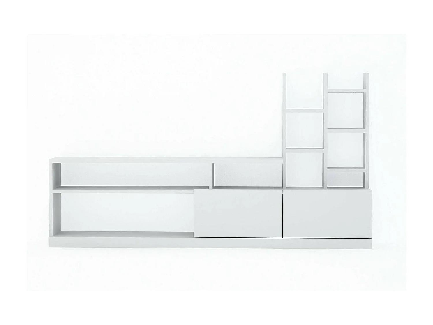 Dbrignol tv-meubel, woonkamerkast, lage tv-kast, wandstandaard, 164x25h91 cm, Wit