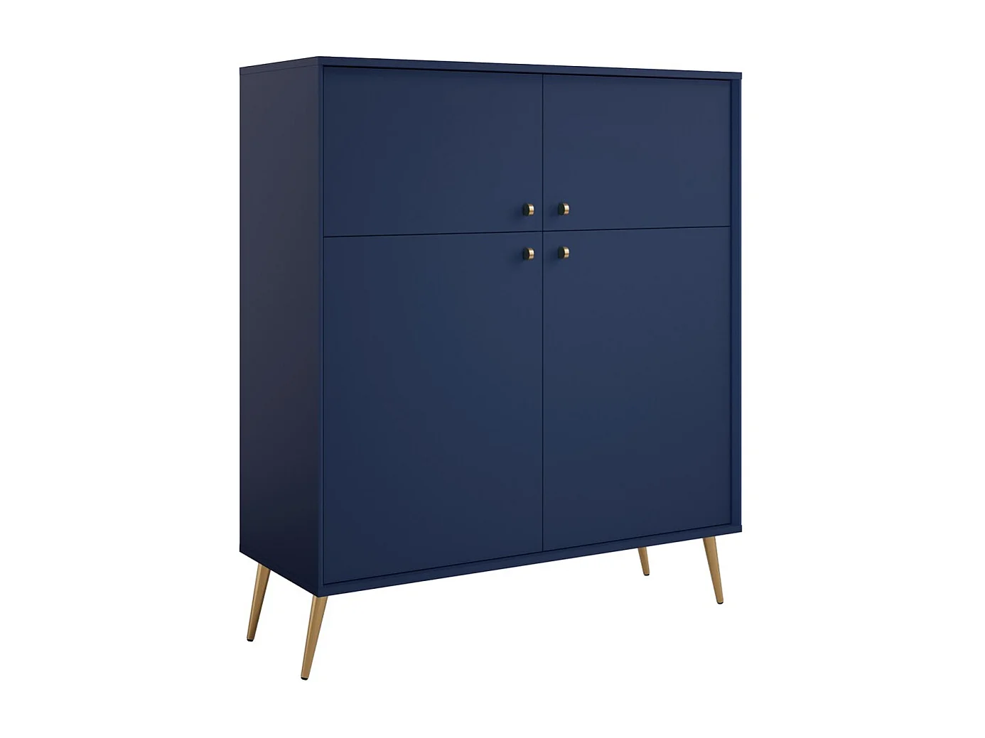Buffetkast hoog design AZURÉA – 2 openslaande deuren – Diepblauw – 105x122x41 cm