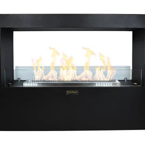 Cheminée au bioéthanol sur pied pour intérieur et extérieur Giotto S Noir 100x30x70