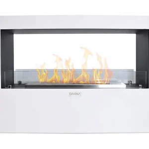 Cheminée au bioéthanol sur pied pour intérieur et extérieur Giotto S Blanc 100x30x70