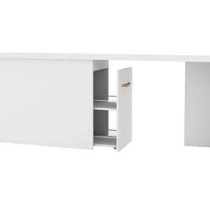 Bureau met schoenenkast 90 wit leer 76,5x202x45 Bureau met schoenenkast 90 wit leer 76,5x202x45