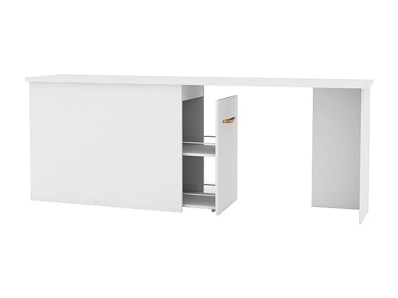 Bureau met schoenenkast 90 wit leer 76,5x202x45