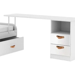Bureau + ladekast spaanplaat wit leer 76,5x150x45cm Bureau + ladekast spaanplaat wit leer 76,5x150x45cm