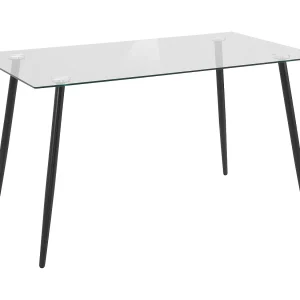 Danny-140×80 cm 6-persoons eettafel metaal / helder glas Danny-140×80 cm 6-persoons eettafel metaal / helder glas