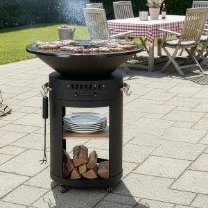 Cesar premium" houtskool en hout barbecue plancha vuurkorf – Ø 81 – Zwart Cesar premium" houtskool en hout barbecue plancha vuurkorf – Ø 81 – Zwart