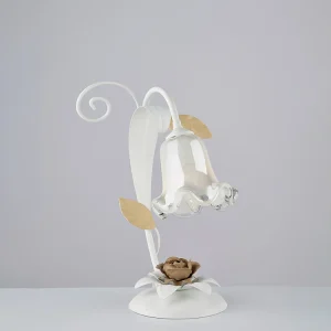 Cesto Lampe de table Shabby en fer laqué blanc 1 lumière H.34 d.25 BL274-LT-BCO
