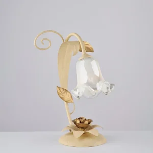Cesto Lampe de table en fer laqué décapé ivoire 1 lumière H.34 d.25 BL274-LT-AV