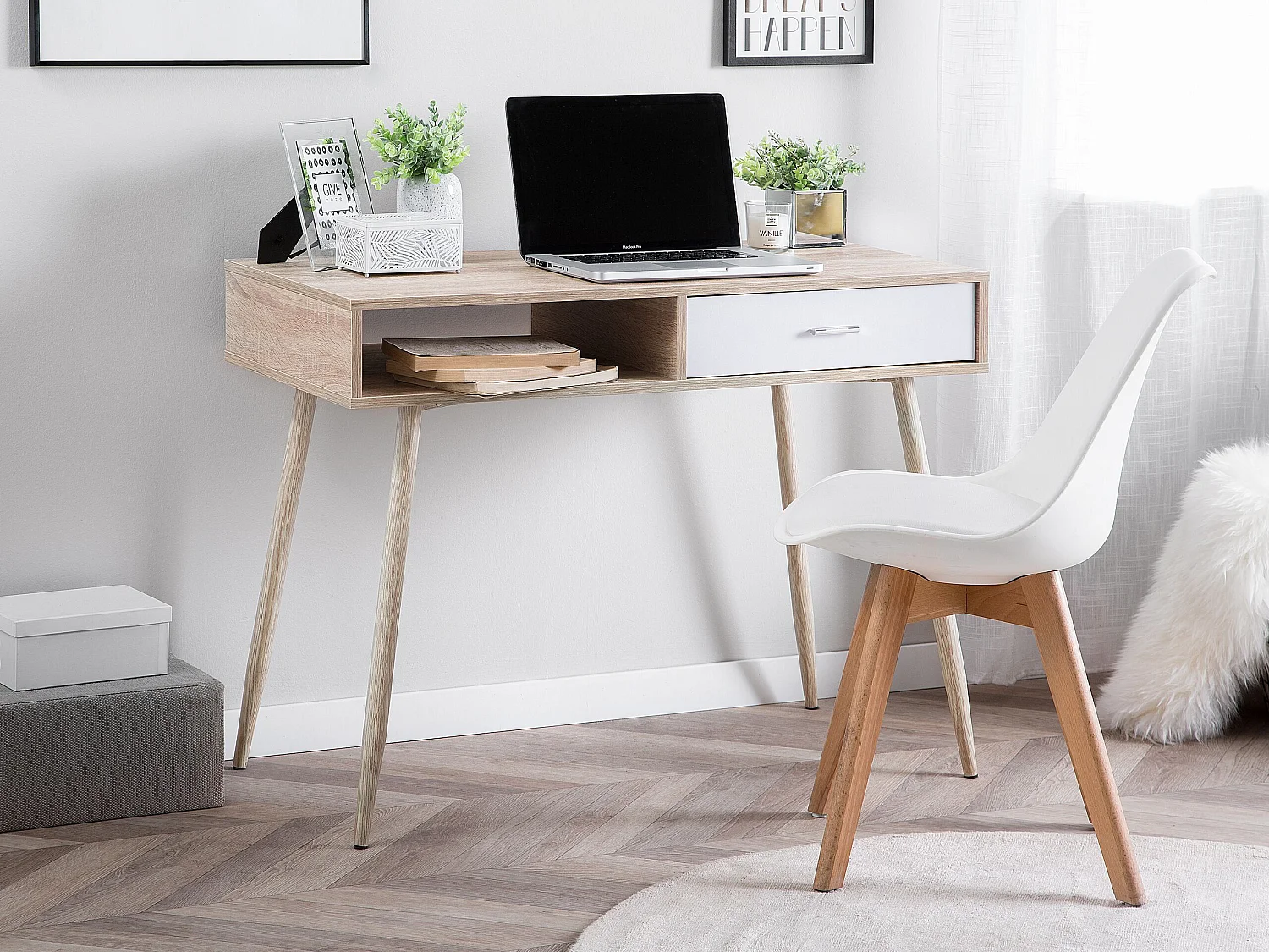 Bureau DEORA Lichtbruin 100 cm 48 cm met opbergruimte