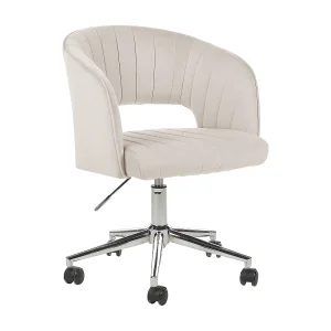 Bureaustoel Fluweel Lichtbeige KATONAH Bureaustoel Fluweel Lichtbeige KATONAH