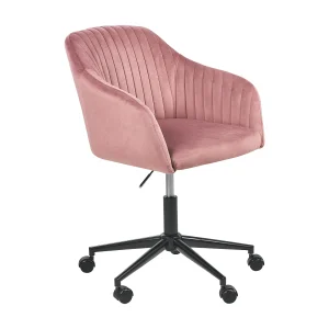 Bureaustoel Draaibaar VENICE Fluweel Roze Bureaustoel Draaibaar VENICE Fluweel Roze