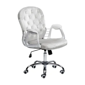 Bureaustoel Draaibaar PRINCESS Fluweel Lichtgrijs Bureaustoel Draaibaar PRINCESS Fluweel Lichtgrijs